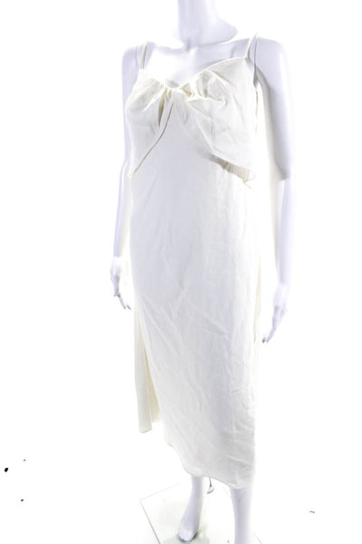 Fabrique Womens Draped Sweetheart Neckline Sleeveless Zip Up Dress White Size S