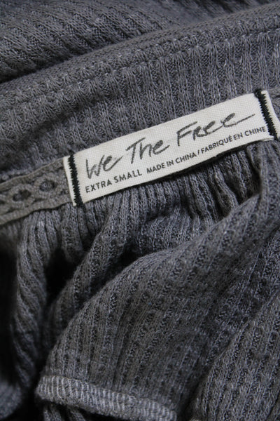 We The Free Womens Long Sleeves Half Button Sweater Gray Size Extra Small