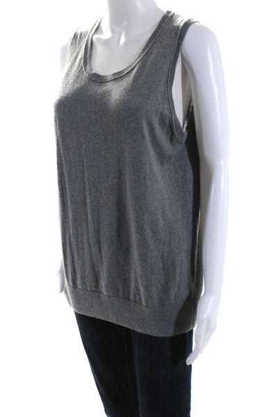 Brochu Walker Womens Crew Neck Pullover Shell Sweater Gray Wool Size Medium