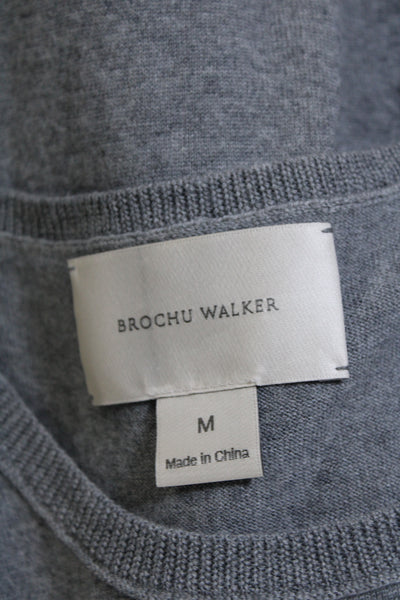 Brochu Walker Womens Crew Neck Pullover Shell Sweater Gray Wool Size Medium