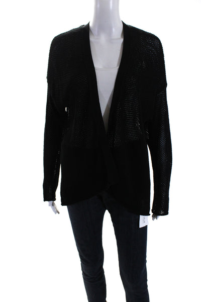 Eileen Fisher Womens Knit Cardigan Sweater Black Organic Cotton Size Medium