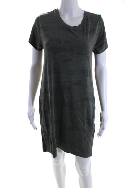 Splendid Womens Short Sleeve Camouflage Tee Shirt Dress Green Gray Size Medium