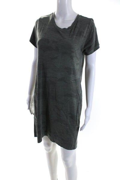 Splendid Womens Short Sleeve Camouflage Tee Shirt Dress Green Gray Size Medium