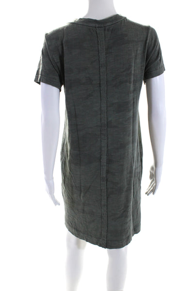 Splendid Womens Short Sleeve Camouflage Tee Shirt Dress Green Gray Size Medium