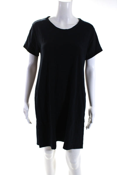 Splendid Womens Short Sleeve Crew Neck Tee Shirt Dress Navy Blue Size Medium