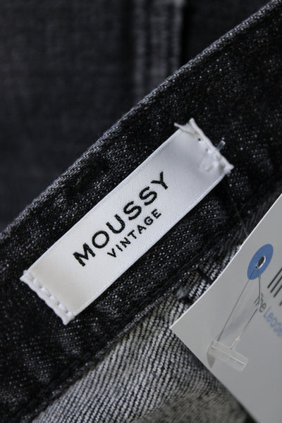 Moussy Womens Acid Wash Distressed Skinny Jeans Black Size 27