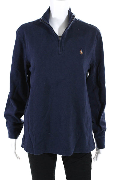 Polo Ralph Lauren Womens Navy Half Zip Mock Neck Long Sleeve Sweatshirt Size S