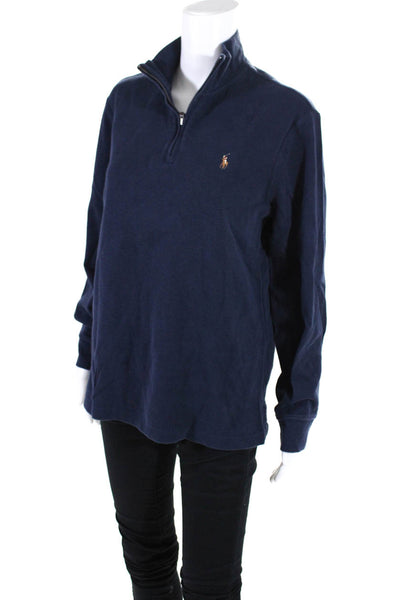 Polo Ralph Lauren Womens Navy Half Zip Mock Neck Long Sleeve Sweatshirt Size S