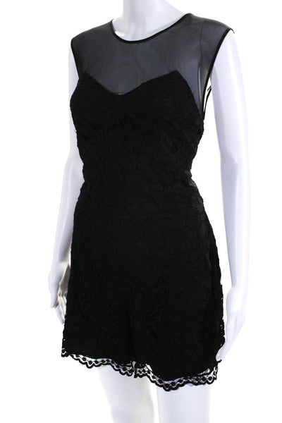 Sandro Womens Mesh Trim Sleeveless Lace Romper Black Size 3