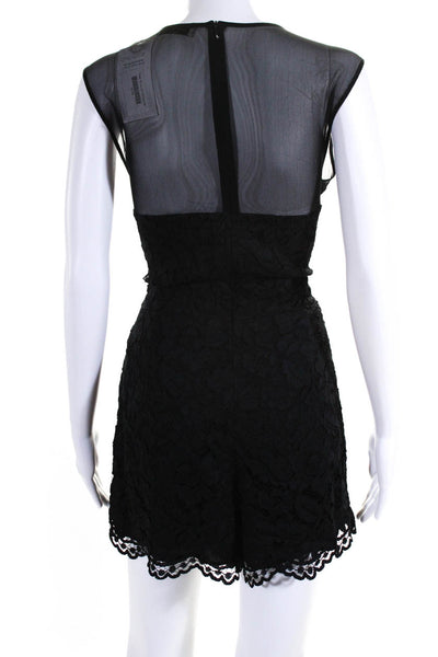 Sandro Womens Mesh Trim Sleeveless Lace Romper Black Size 3