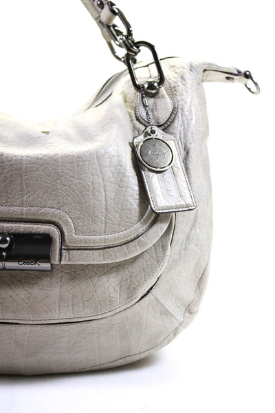 Coach Womens Leather Chain Strap Detachable Crossbody Top Handle Bag Gray Size L