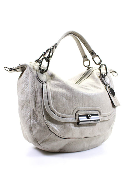 Coach Womens Leather Chain Strap Detachable Crossbody Top Handle Bag Gray Size L