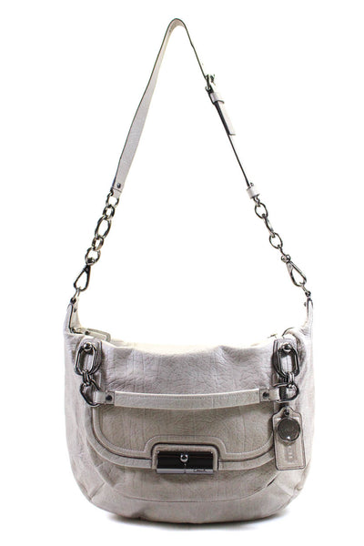 Coach Womens Leather Chain Strap Detachable Crossbody Top Handle Bag Gray Size L