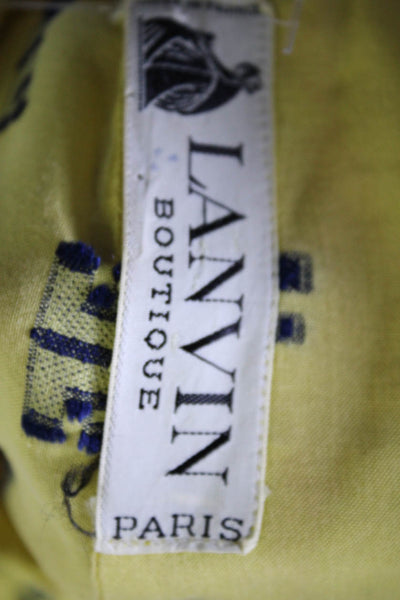 Lanvin Womens Yellow Printed Collar Long Sleeve Button Down Blouse Top Size 42