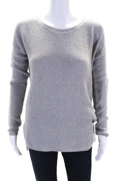 Vince Womens Long Sleeves Knit Crew Neck Sweater Gray Cotton Size Small