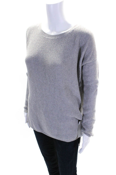 Vince Womens Long Sleeves Knit Crew Neck Sweater Gray Cotton Size Small