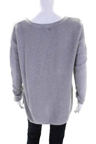 Vince Womens Long Sleeves Knit Crew Neck Sweater Gray Cotton Size Small