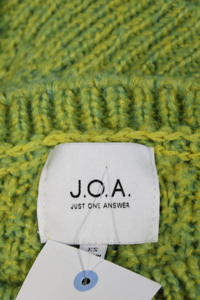 JOA Los Angeles Womens Cable Knit Crop Sweater Blue Green Size Extra Small