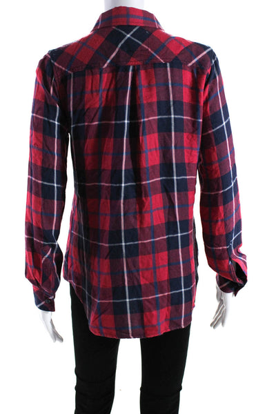 Rails Womens Long Sleeve Plaid Button Up Shirt Blouse Red Navy Blue Size Small