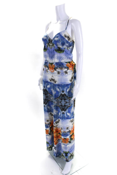 Stella McCartney Women's V-Neck Spaghetti Straps Floral Jumpsuit Size S