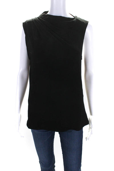 Theory Women's Round Neck Sleeveless Work Wear Blouse Black Size L