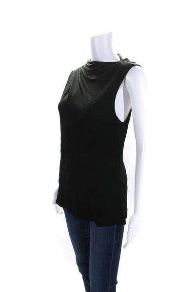 Theory Women's Round Neck Sleeveless Work Wear Blouse Black Size L