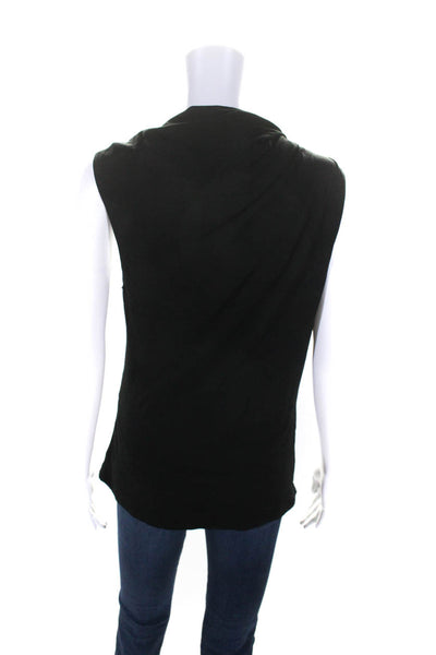 Theory Women's Round Neck Sleeveless Work Wear Blouse Black Size L