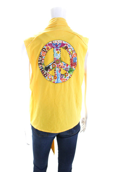 Double D Ranch Women's Sleeveless Tie Front Blouse Yellow Size S/M