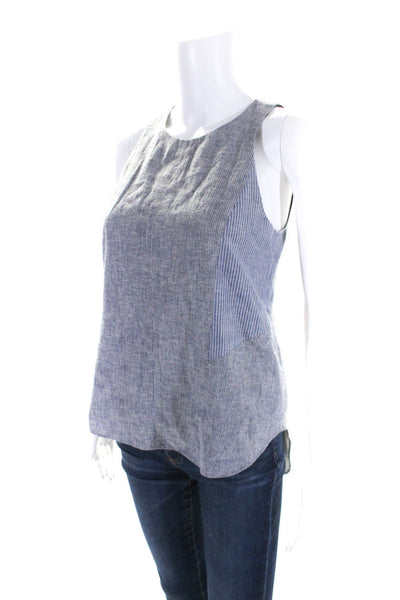 Rag & Bone Womens Cotton Pinstriped High Low Tank Blouse Blue Size S