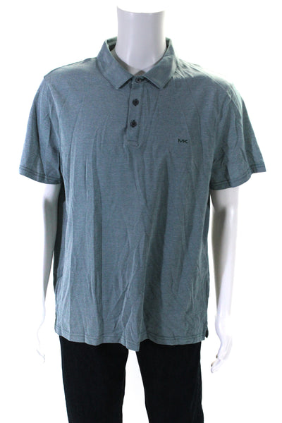 Michael Kors Mens Short Sleeve Pique Knit Polo Shirt Teal Green Size Extra Large