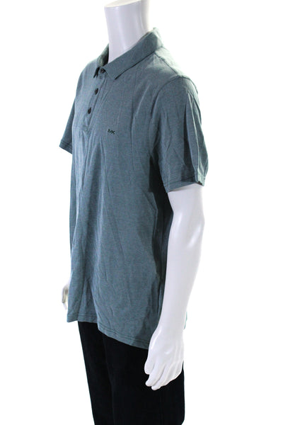 Michael Kors Mens Short Sleeve Pique Knit Polo Shirt Teal Green Size Extra Large