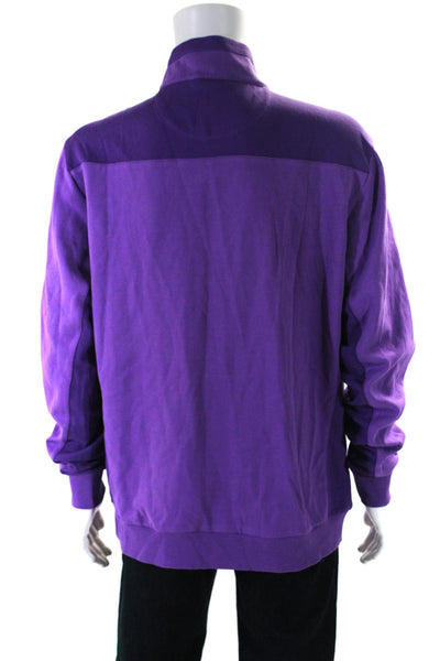 Bugatchi Mens Mesh Trim Turtleneck Quarter Zip Pullover Sweater Purple Size XL