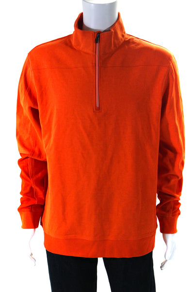 Bugatchi Mens Turtleneck Quarter Zip Pullover Jacket Orange Size Extra Large