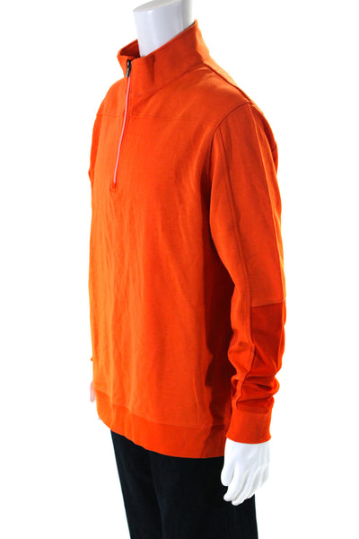 Bugatchi Mens Turtleneck Quarter Zip Pullover Jacket Orange Size Extra Large