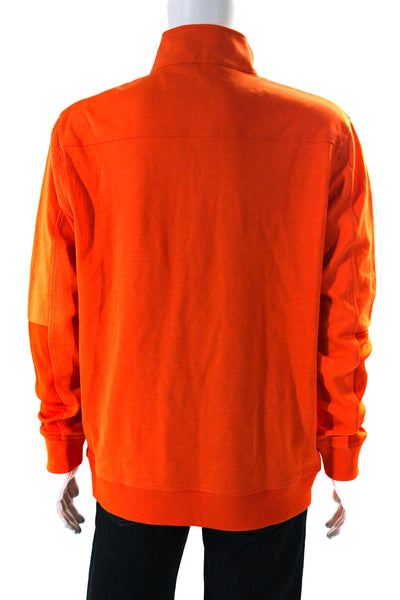 Bugatchi Mens Turtleneck Quarter Zip Pullover Jacket Orange Size Extra Large