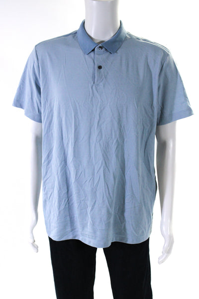 Theory Mens Short Sleeve Pique Jersey Polo Shirt Light Blue Size Extra Large