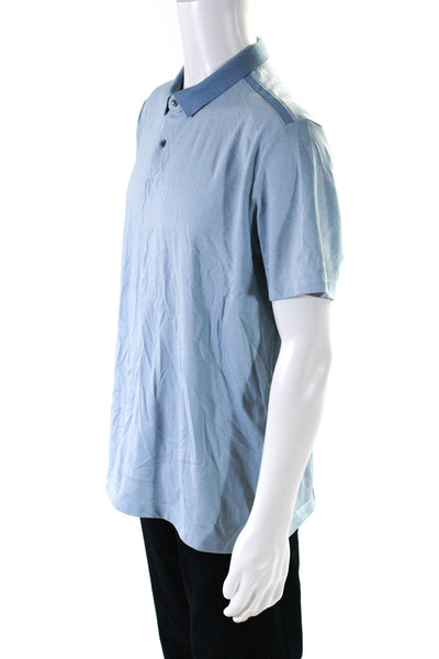 Theory Mens Short Sleeve Pique Jersey Polo Shirt Light Blue Size Extra Large