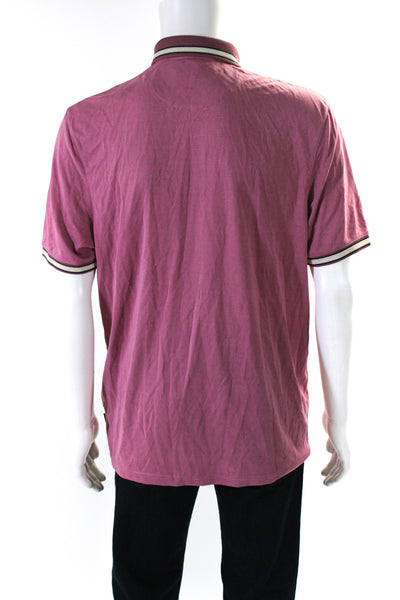 Ted Baker London Mens Striped Short Sleeves Polo Shirt Pink White Size 6