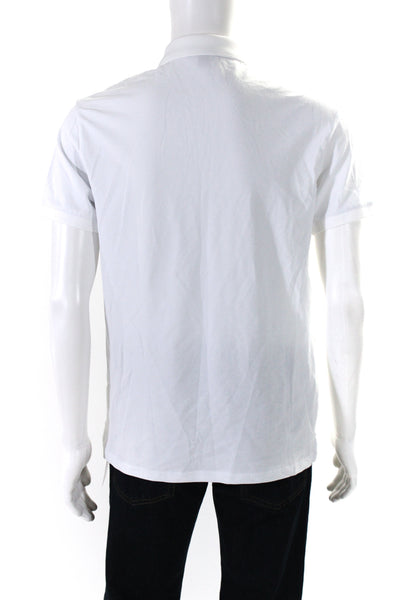 Armani Jeans Mens Short Sleeves Polo Shirt White Cotton Size Extra Large