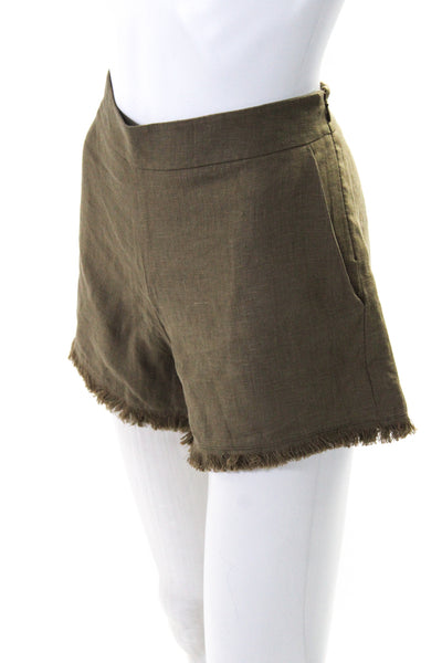 Majestic Filatures Womens Mid Rise Woven Fringe Shorts Brown Linen Size 2