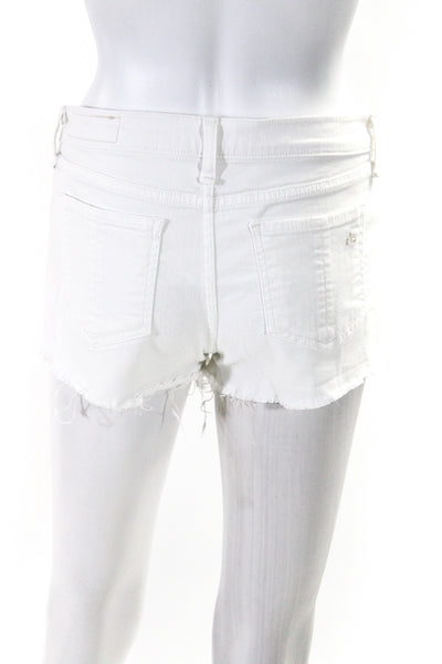 Rag & Bone Womens Mid Rise Distressed Cutoff Denim Shorts White Size 26