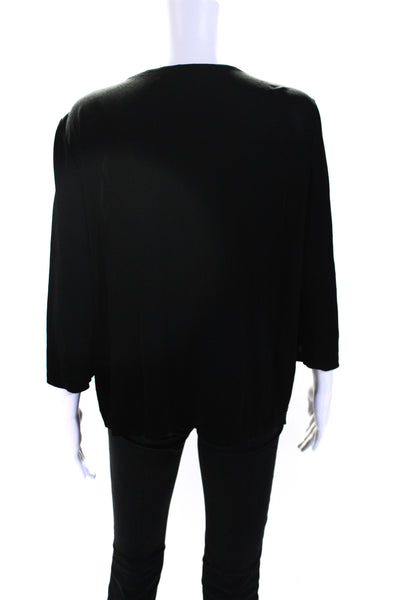 Stizzoli Womens Fringe Middle Detail Long Sleeves Blouse Black Size EUR 52