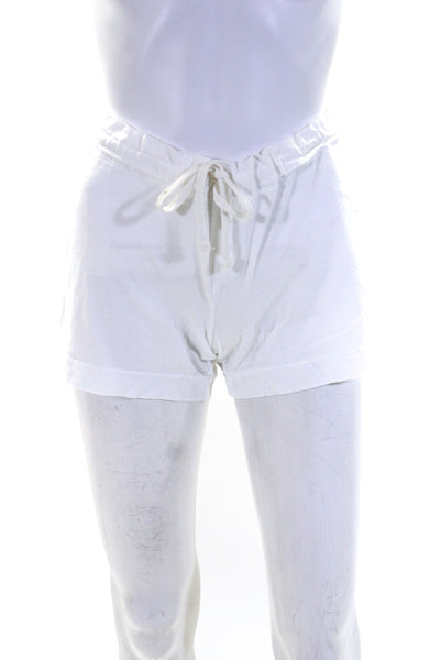 James Perse Womens Mid Rise Drawstring Jersey Shorts White Size 2