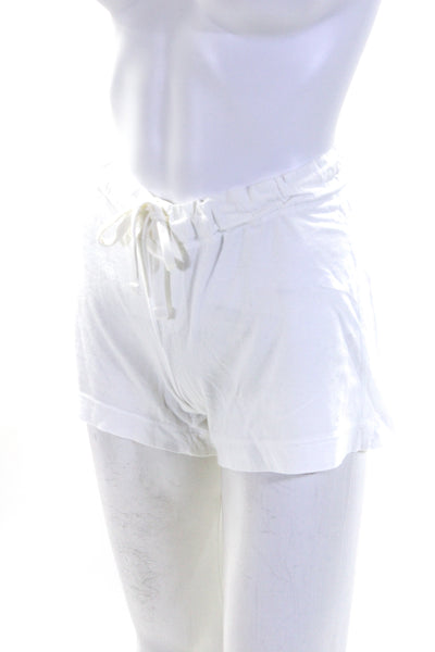 James Perse Womens Mid Rise Drawstring Jersey Shorts White Size 2