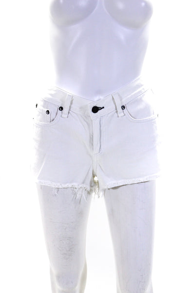 Rag & Bone Womens Mid Rise Cutoff Denim Jean Shorts White Size 25