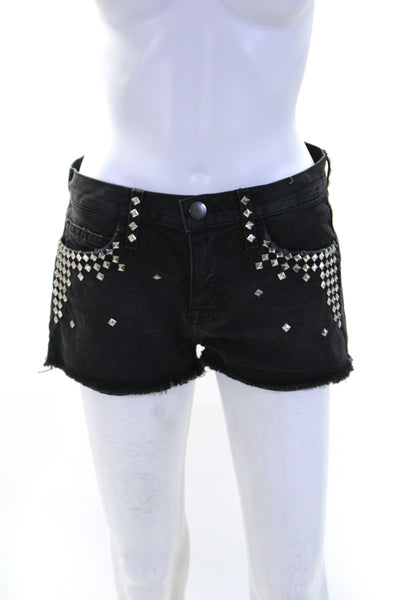 Current Elliott Womens Studded Cutoff Denim Jean Shorts Dark Gray Size 24