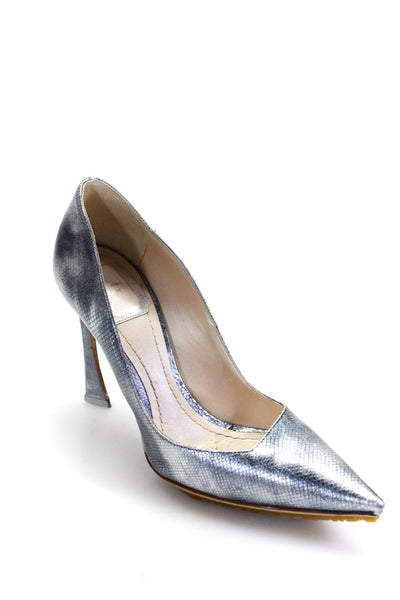 Christian Dior Womens Snakeskin Print Pointed Toe Pumps Silver Size 36 6