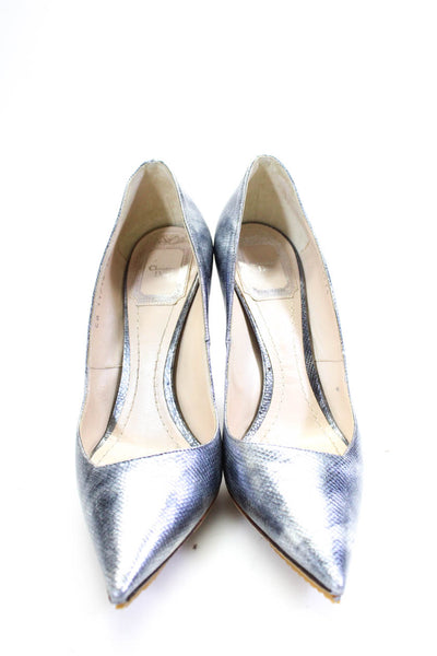 Christian Dior Womens Snakeskin Print Pointed Toe Pumps Silver Size 36 6