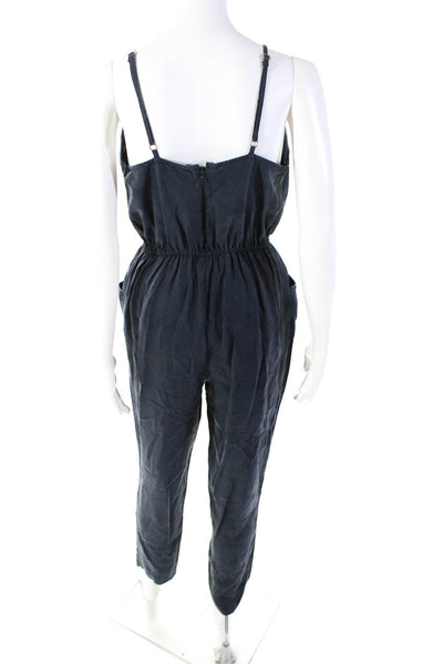 Finders Keepers Women's Sleeveless V Neck Straight Leg Jumpsuit Blue Size S