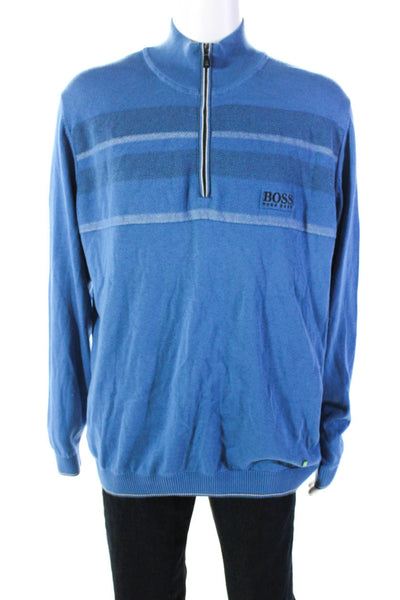 Boss Hugo Boss Men's High Neck Long Sleeves Pullover Sweater Blue Size XL